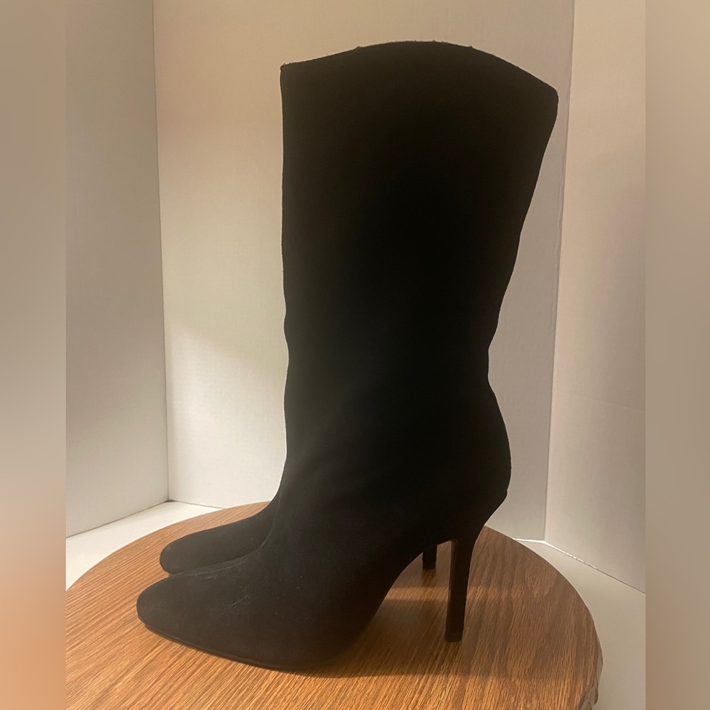 Zara Cowboy Split Leather Suede Heeled Boots NWT- 9
